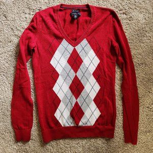 Tommy Hilfiger Red Argyle Womens Sweater - Size XS